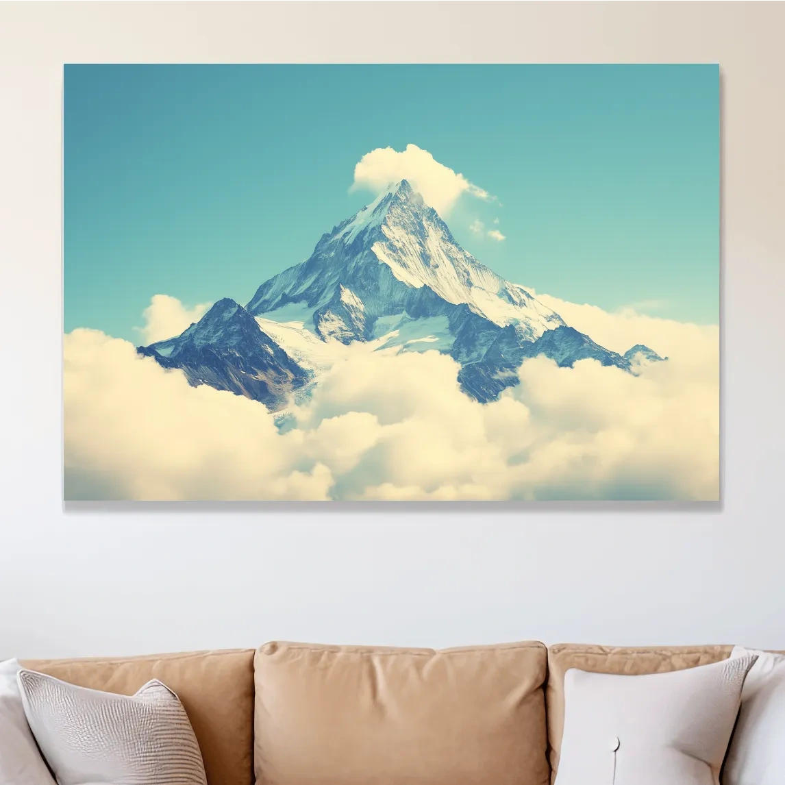 Snowy Alpine Peak Above Clouds - Serene Mountain Wall Art