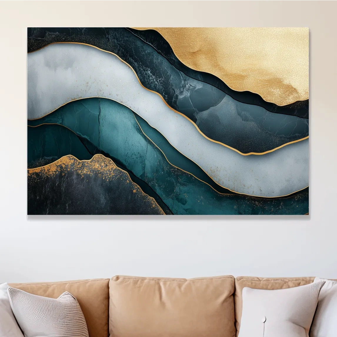 Elegant Gold Abstract Layers - Modern Marble Texture Wall Art