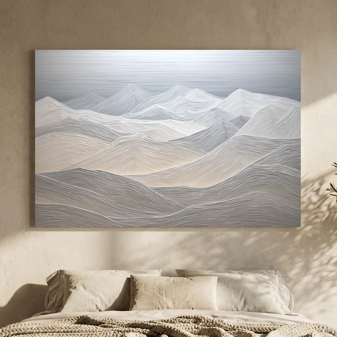Minimalist Topographic Mountain Ridges - 3D Painting Effect Wall Art