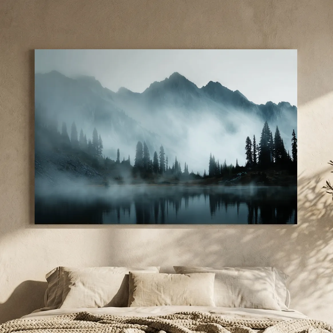 Moody Misty Mountain Lake Photography - Atmospheric Alpine Forest Wall Art