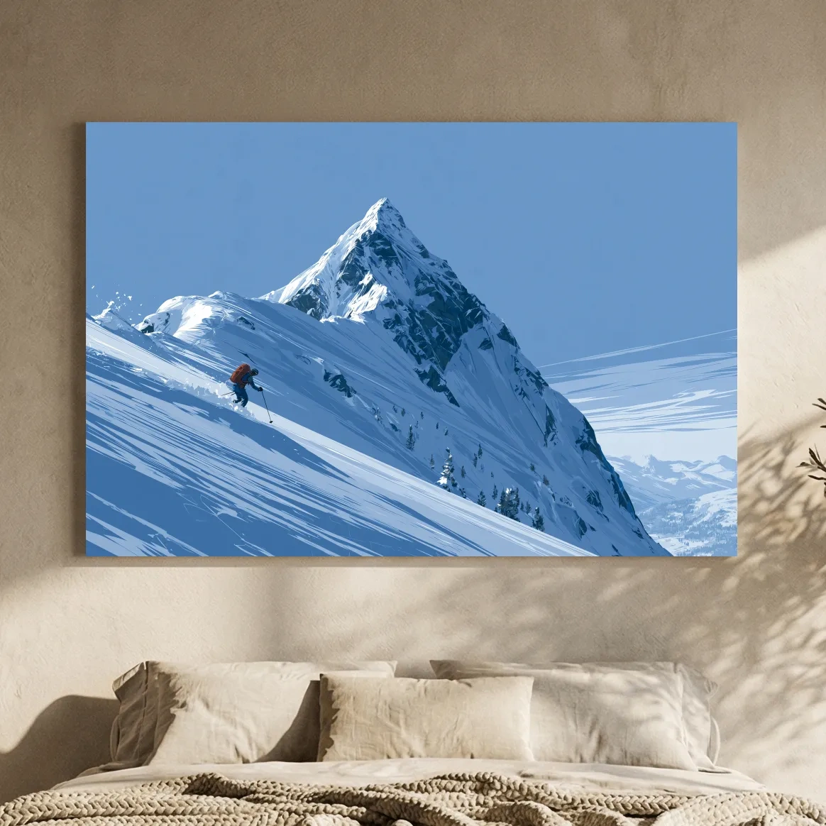 Epic Backcountry Skier On Snowy Peak - Alpine Mountain Winter Wall Art