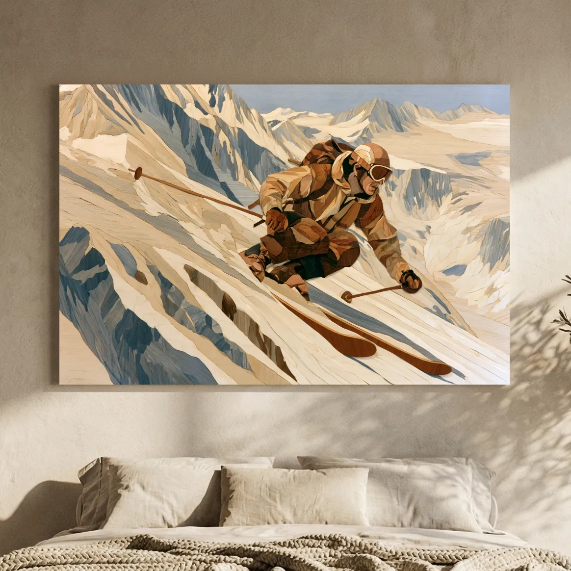 Dynamic Backcountry Skier Alpine Descent - Adventure Winter Sports Wall Art