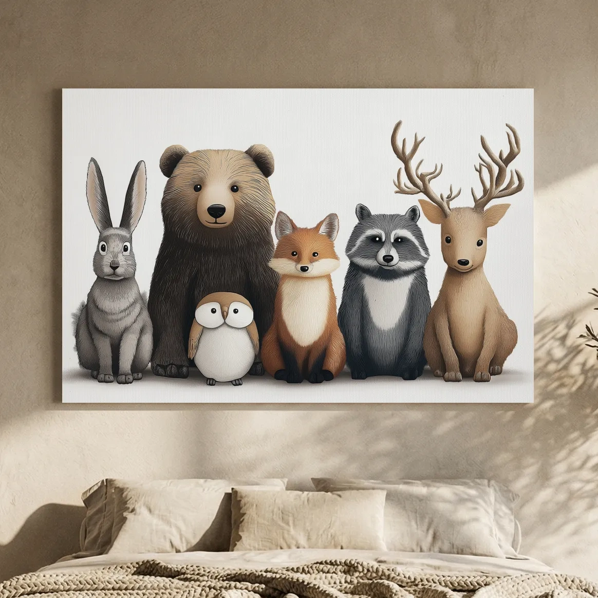 Cute Woodland Animal Art Illustration - Nursery Wildlife Wall Art - Childrens Room Decor