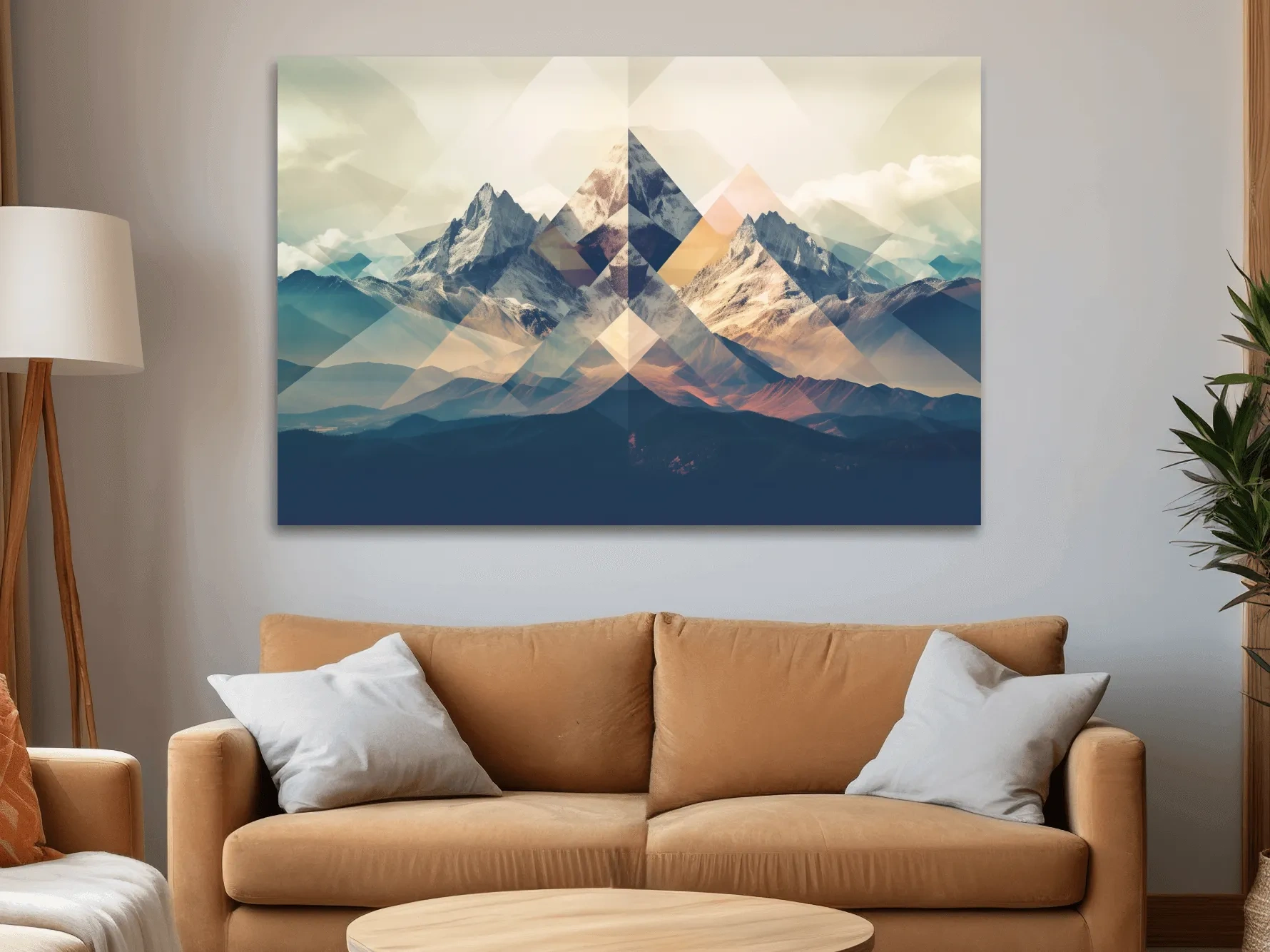 Geometric Abstract Alpine Mountain Peaks - Modern Polygon Landscape Wall Art