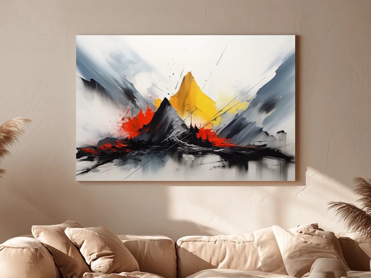 Abstract Mountain Peaks Painting - Modern Impasto Style Wall Art