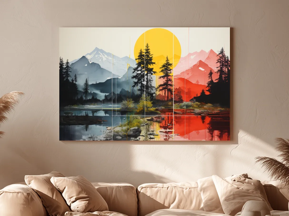 Abstract Alpine Lake Landscape - Mountain Sunset Wall Art