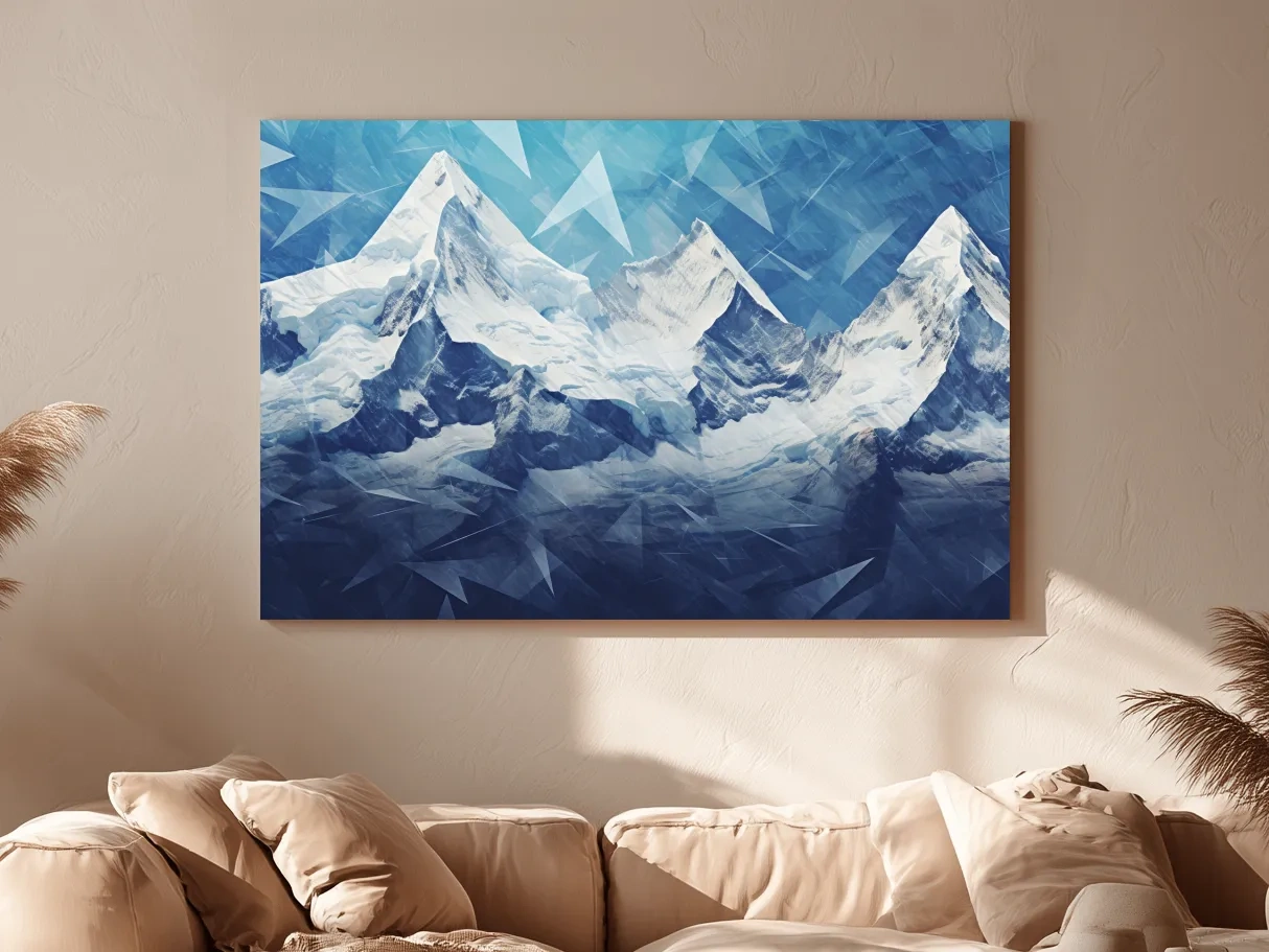 Geometric Icy Glacial Alpine Peaks - Abstract Mountain Landscape Wall Art
