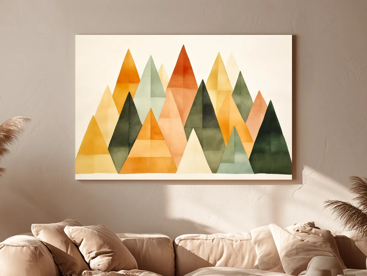 Geometric Watercolor Mountains - Modern Scandi Minimalist Wall Art