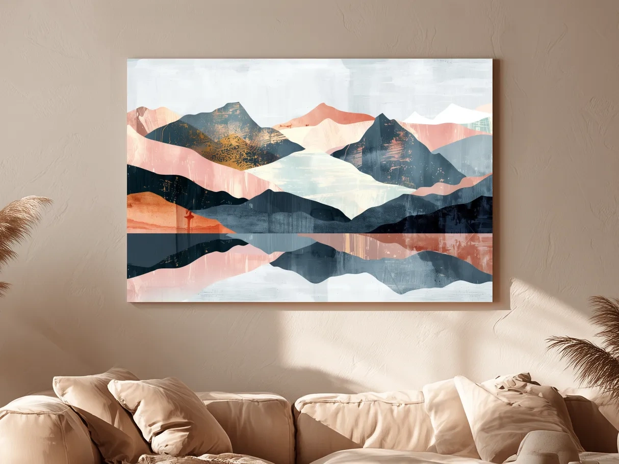 Abstract Pastel Mountain Peaks - Modern Landscape Wall Art