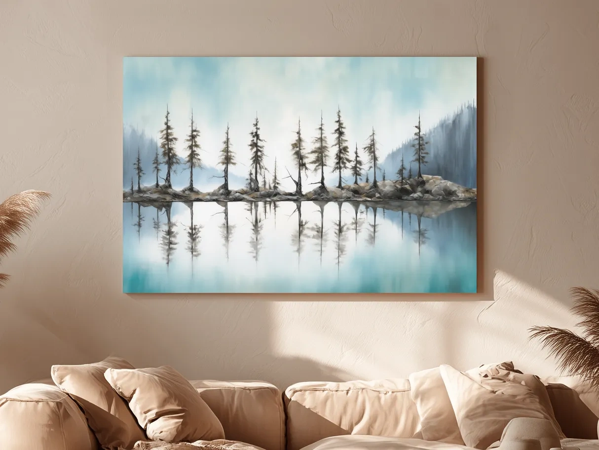 Minimalist Pine Tree Torqouise Alpine Lake Reflection - Pacific Northwest Wall Art