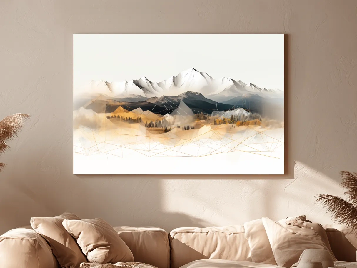 Geometric Mountain Range Forest Landscape - Modern Abstract Wall Art