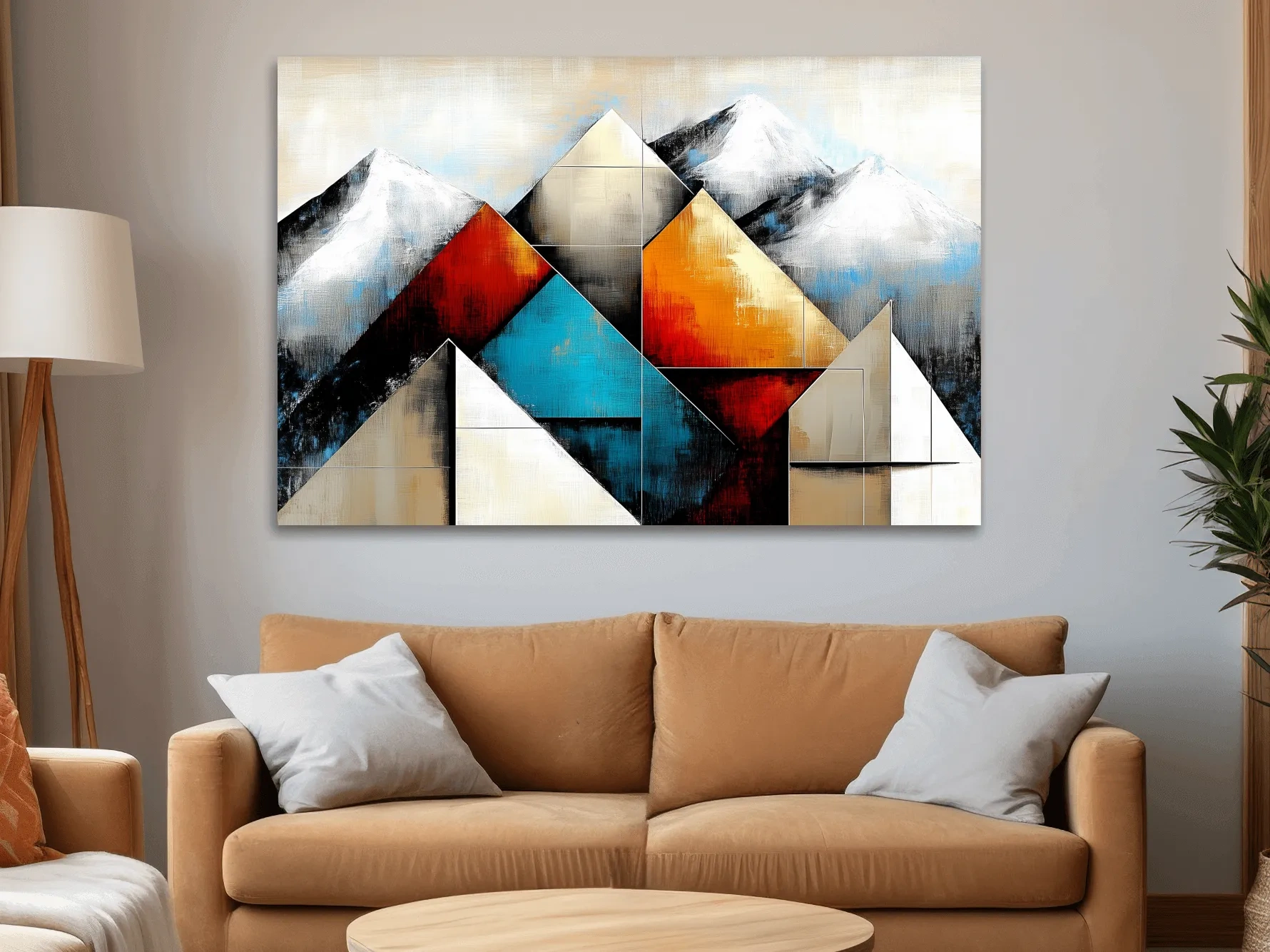 Geometric Abstract Mountain Glacier Painting - Modern Textured Style Wall Art