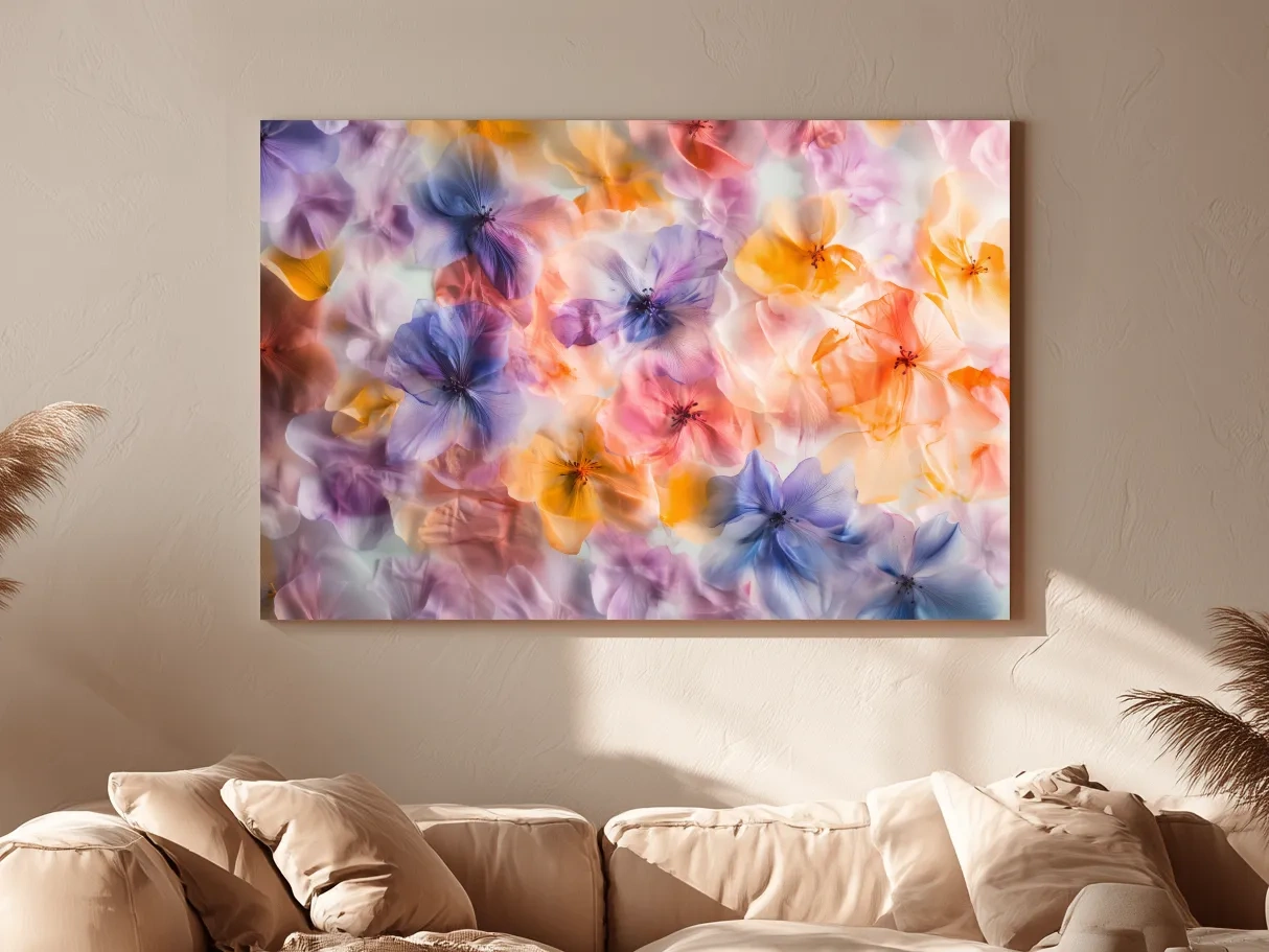 Oshibana Pastel Floral Petal Collage - Soft Botanical Wall Art