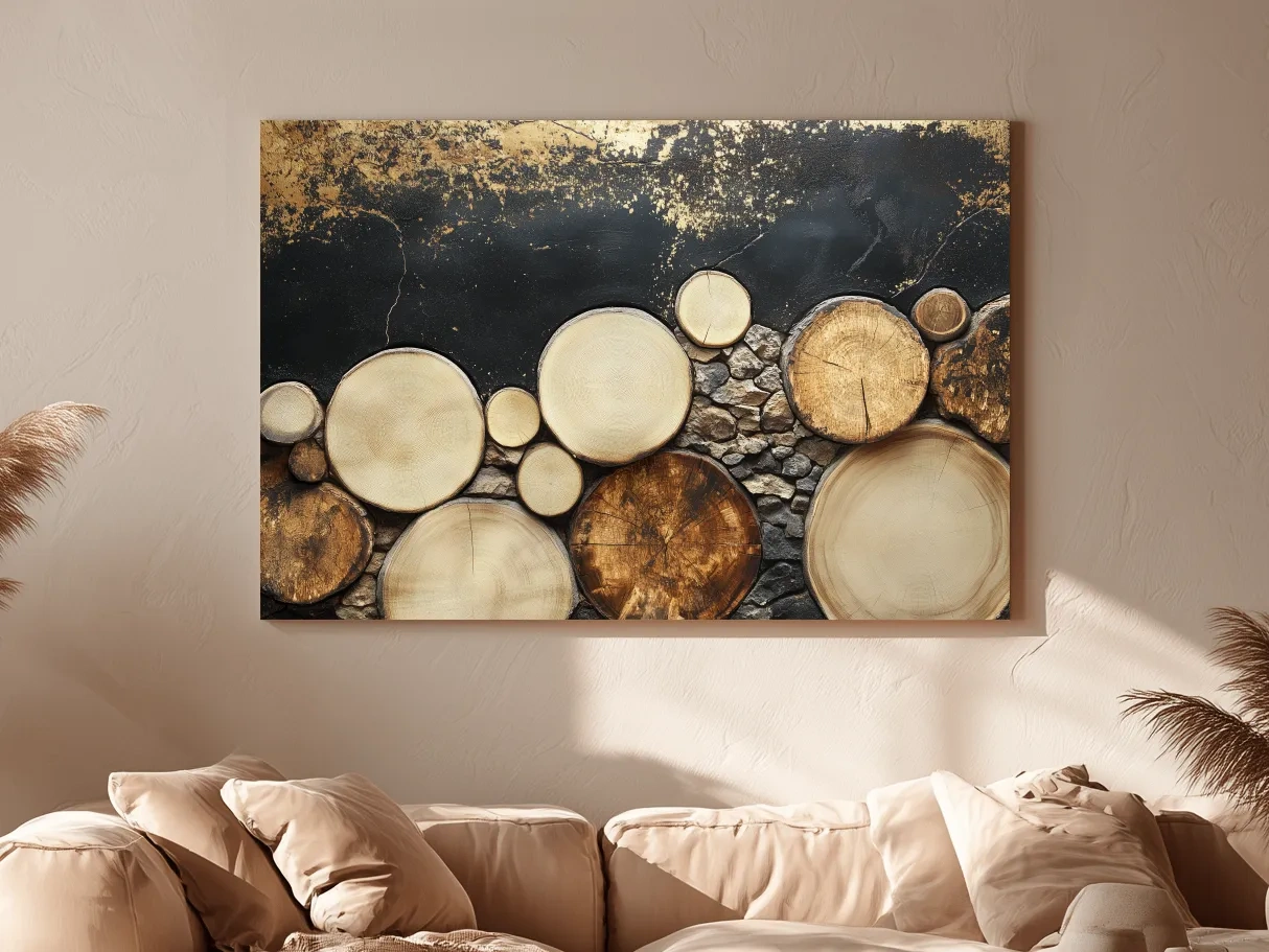 Rustic Wood & Stone Texture - Modern Farmhouse Wall Art