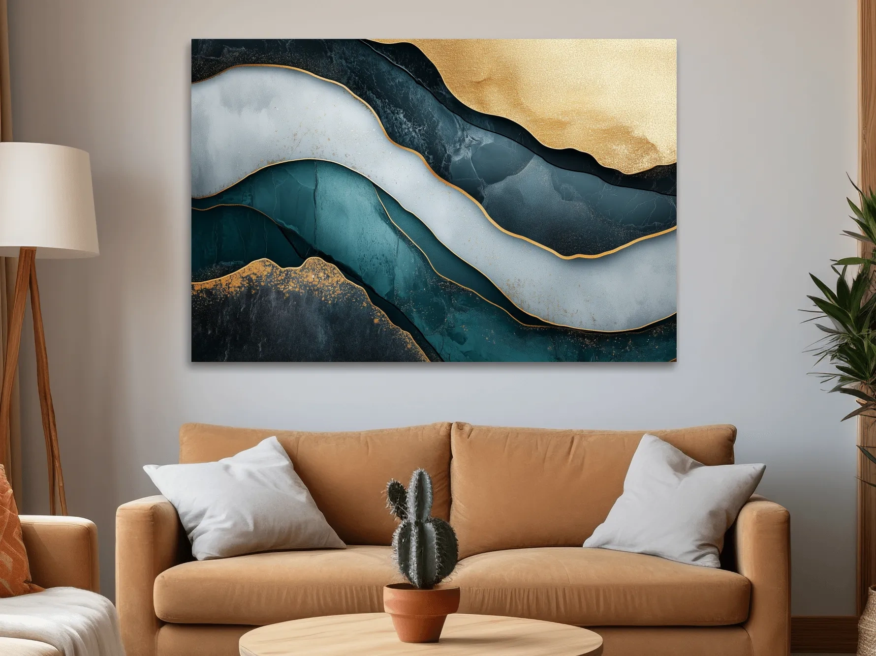 Elegant Gold Abstract Layers - Modern Marble Texture Wall Art