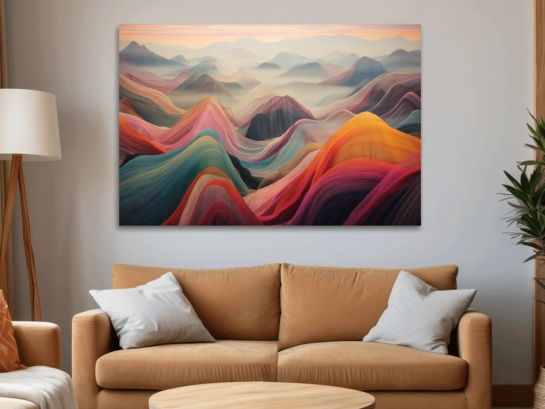 Vibrant Abstract Layered Mountain Ranges - Colorful Topographic Landscape Wall Art