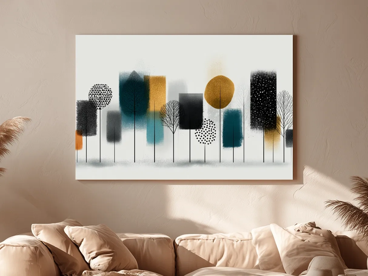 Abstract Minimalist Forest Grove Silhouettes - Modern Scandinavian Geometric Wall Art