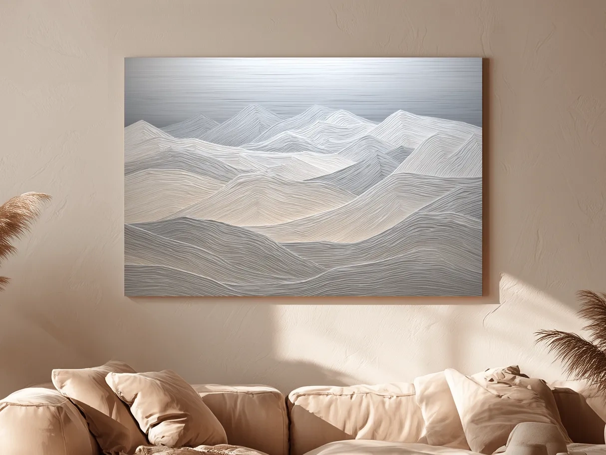Minimalist Topographic Mountain Ridges - 3D Painting Effect Wall Art
