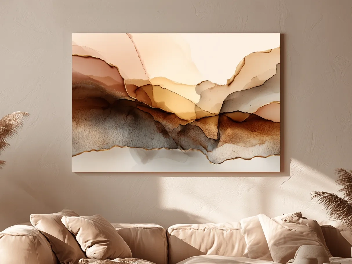 Abstract Alcohol Ink Landscape Painting - Modern Minimalist Wall Art