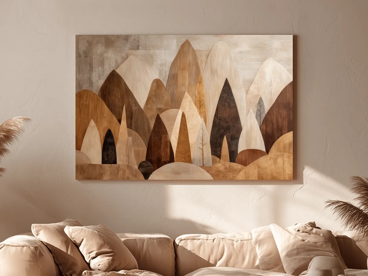Earthy Abstract Boho Mountains - Modern Minimalist Forest Wall Art