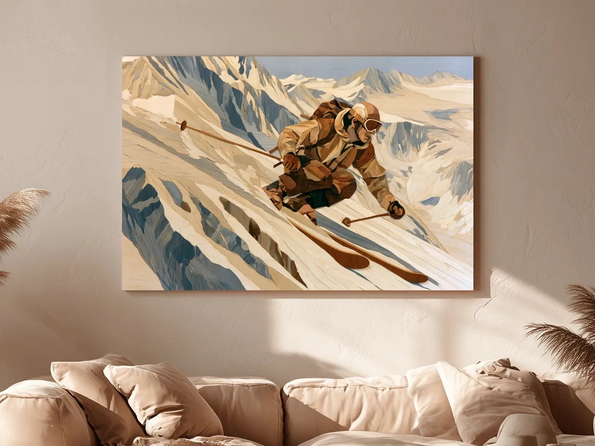Dynamic Backcountry Skier Alpine Descent - Adventure Winter Sports Wall Art