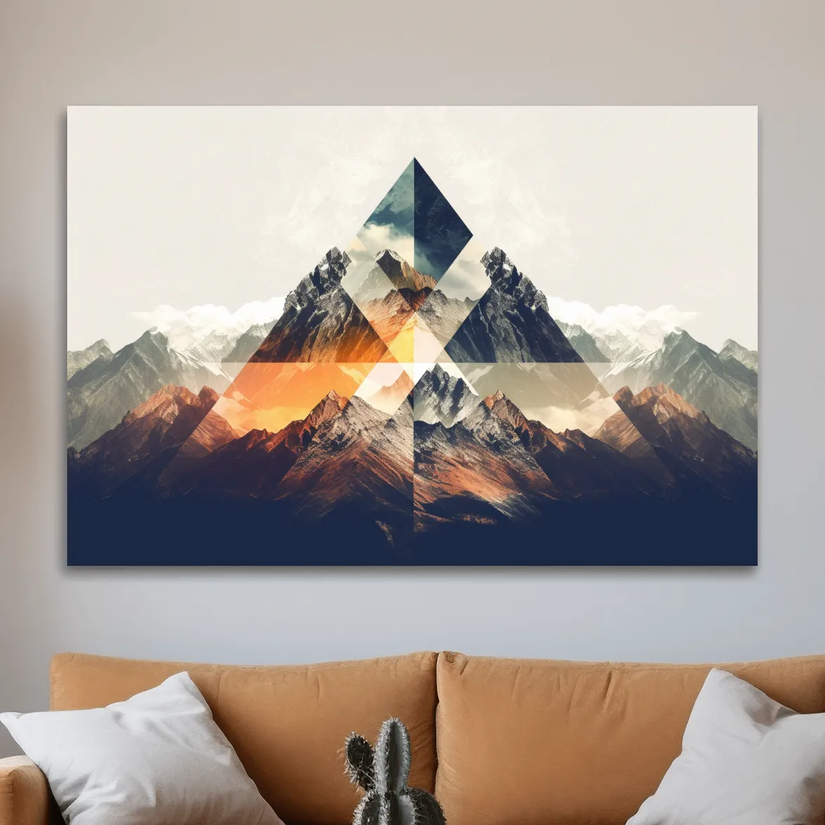 Abstract and geometric textured mountain art