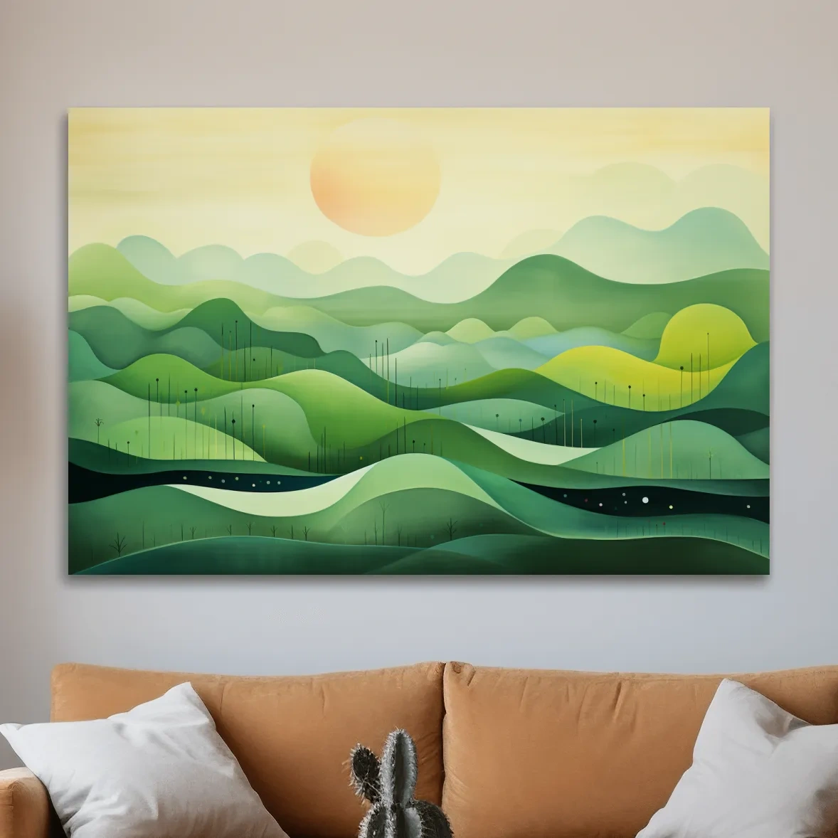 Illustration of rolling green hills