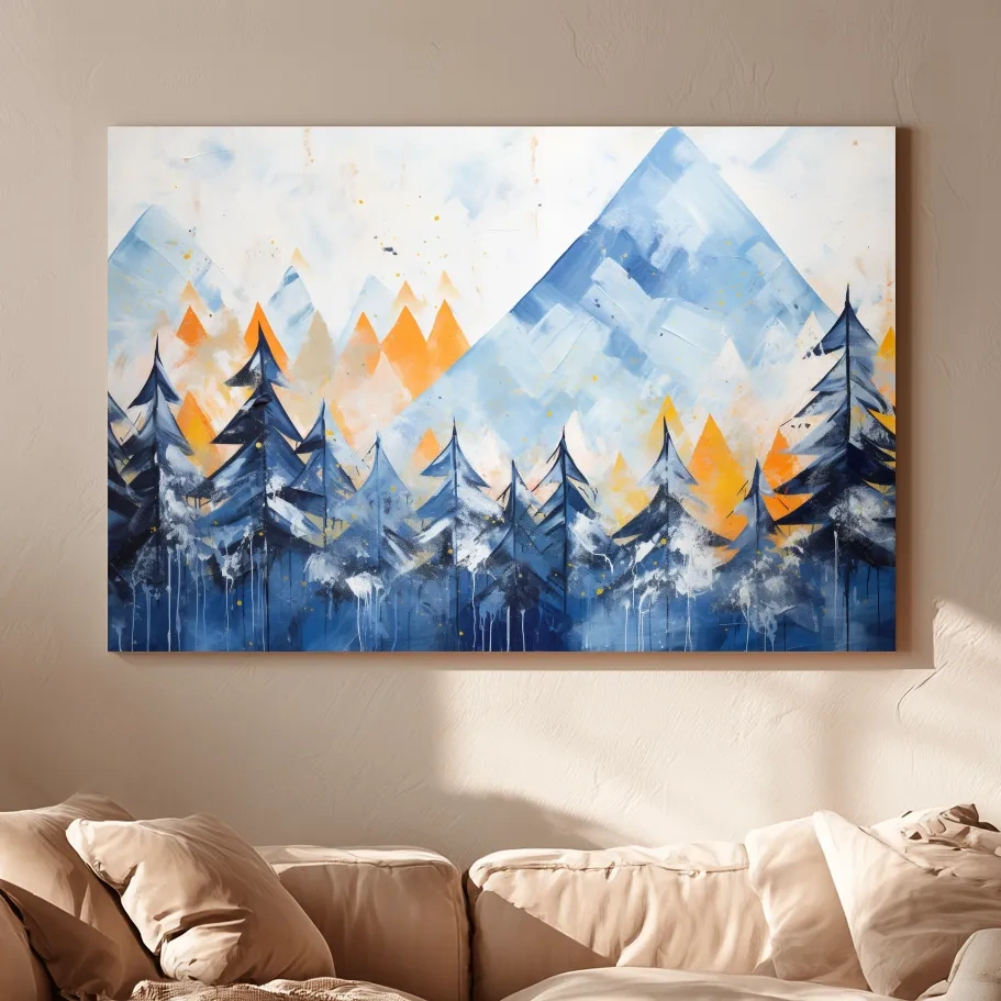Abstract Alpine Mountain Peaks - Watercolor Forest Wall Art