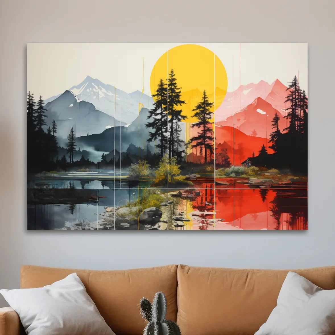 Alpine sunset watercolour painting artwork