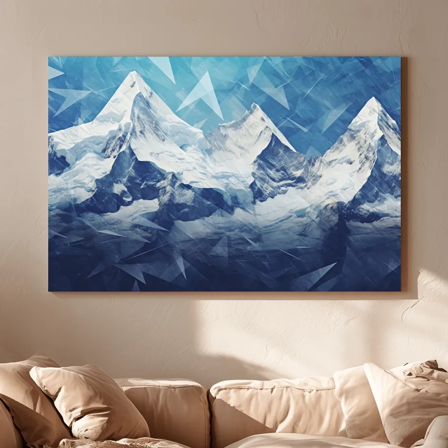 Geometric Icy Glacial Alpine Peaks - Abstract Mountain Landscape Wall Art