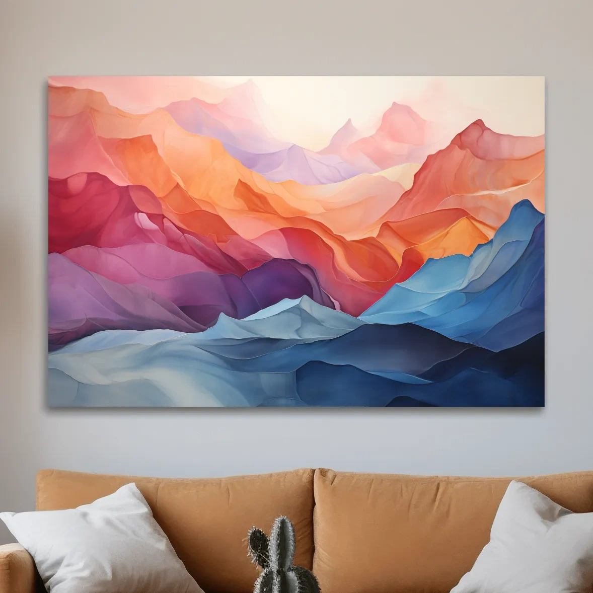Abstract art, colourful mountain shapes