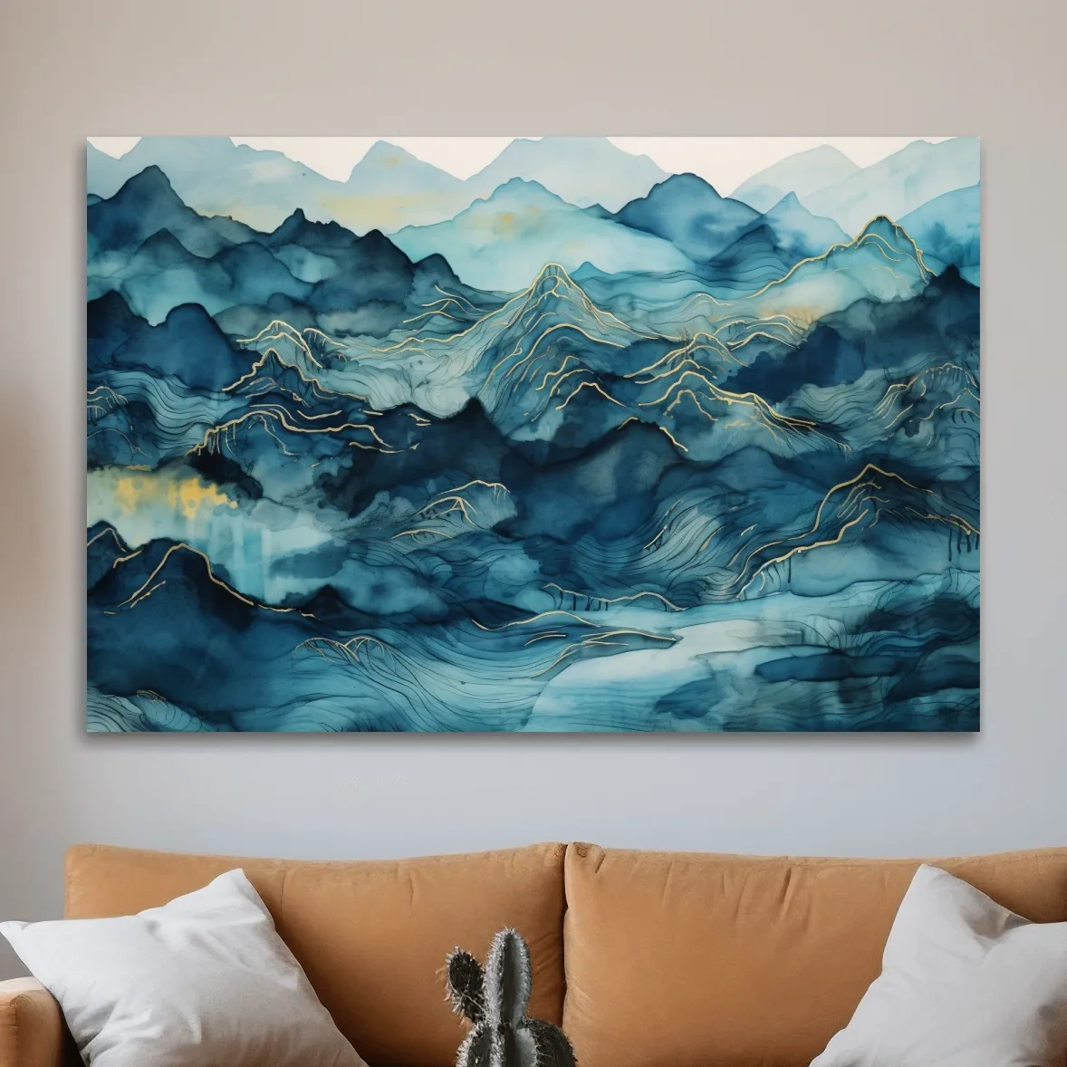 Abstract watercolour mountain painting