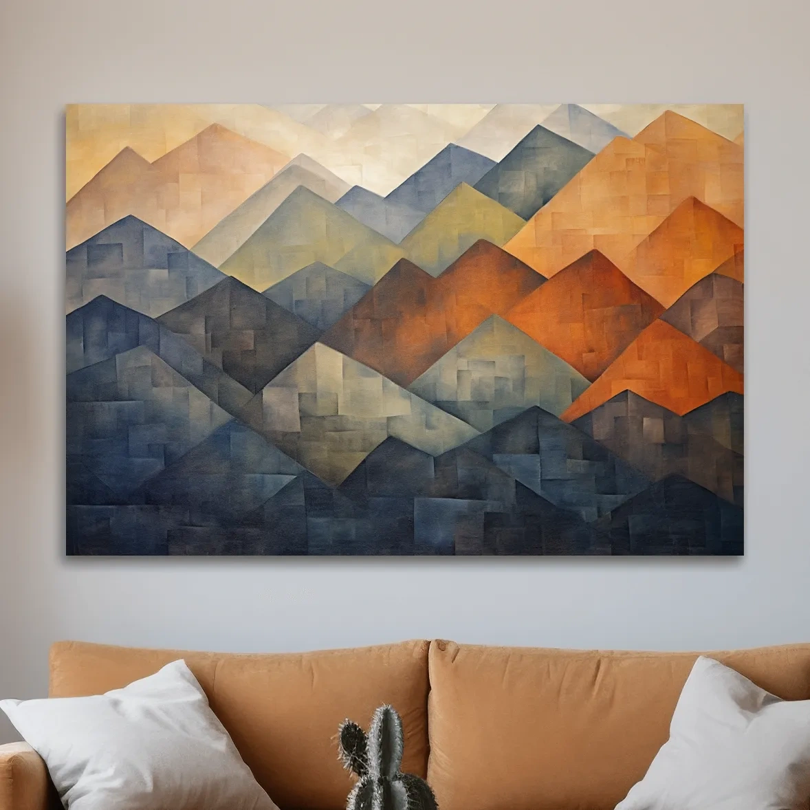 Geometric Abstract Mountain Range Artwork - Patchwork Landscape Wall Art