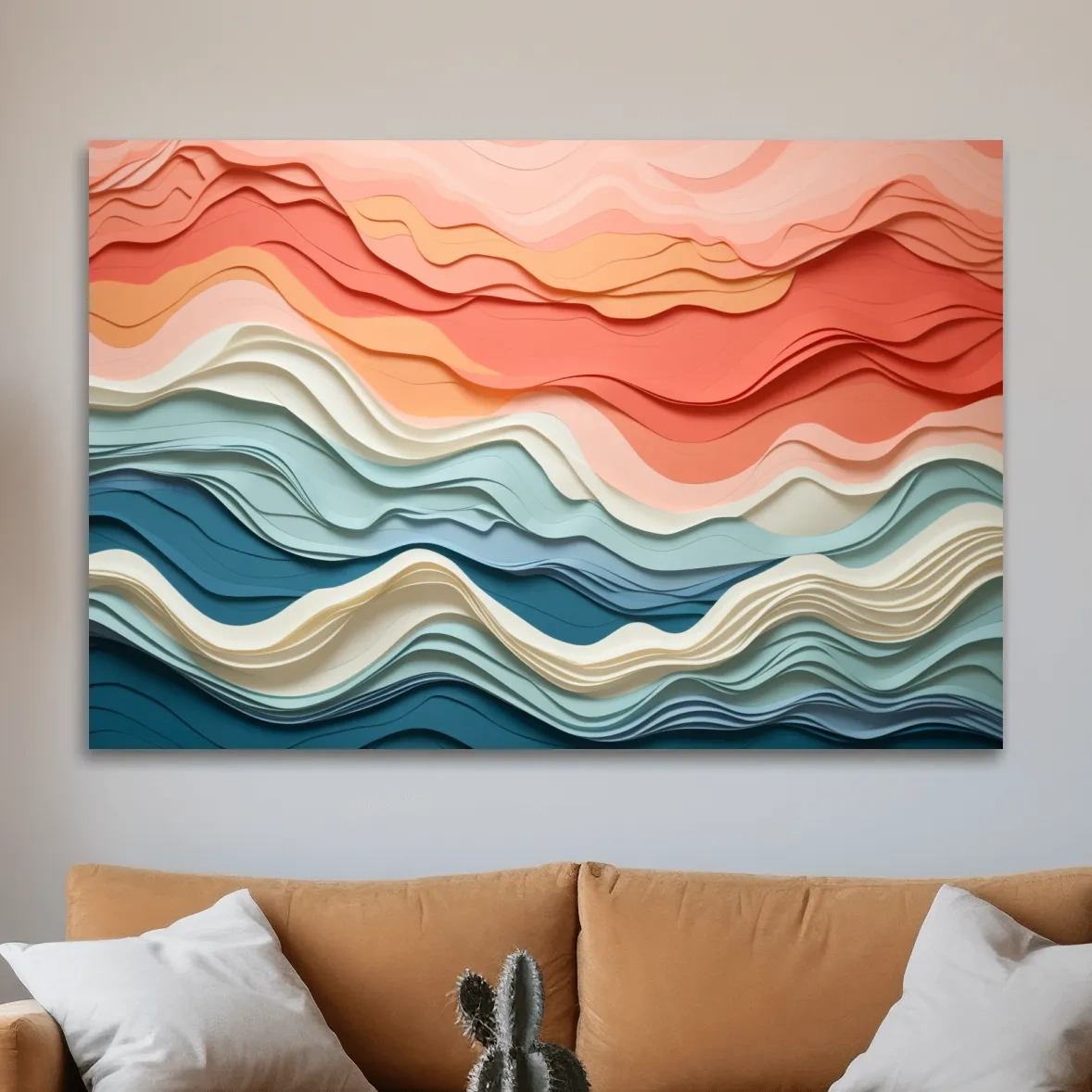 Flowing paper art, rolling mountain shapes
