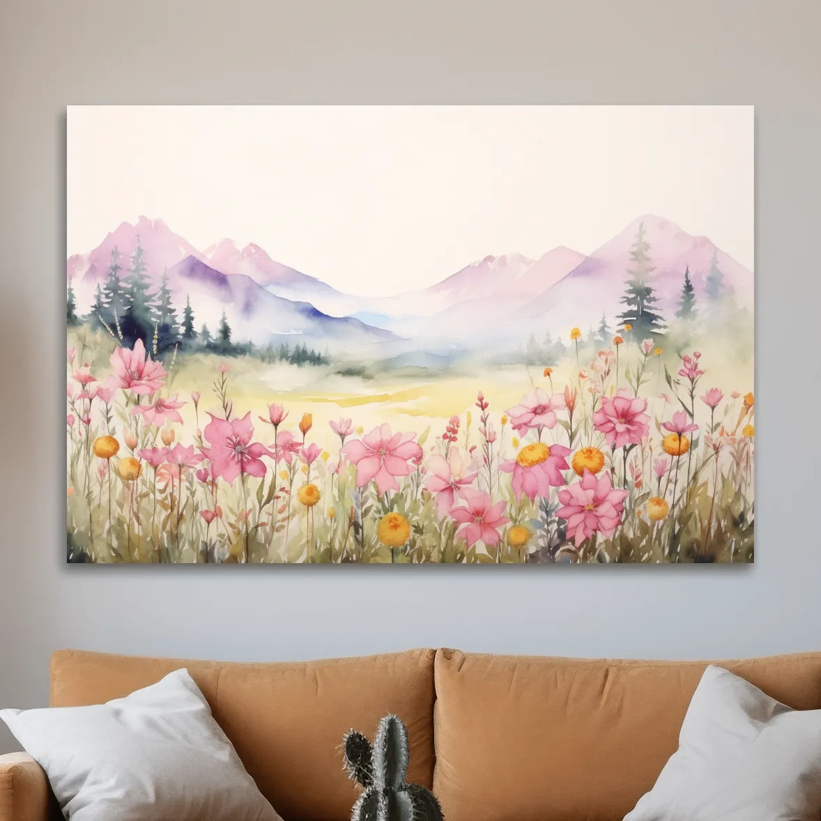 Watercolour painting of pastel alpine flowers