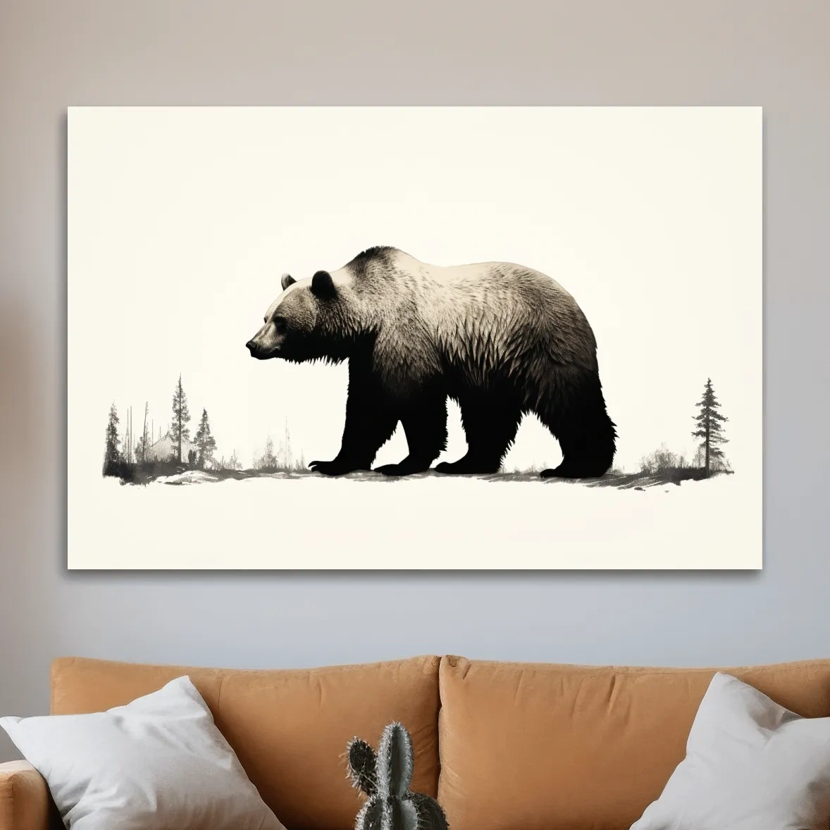Minimal illustration art of a grizzly bear silhouette