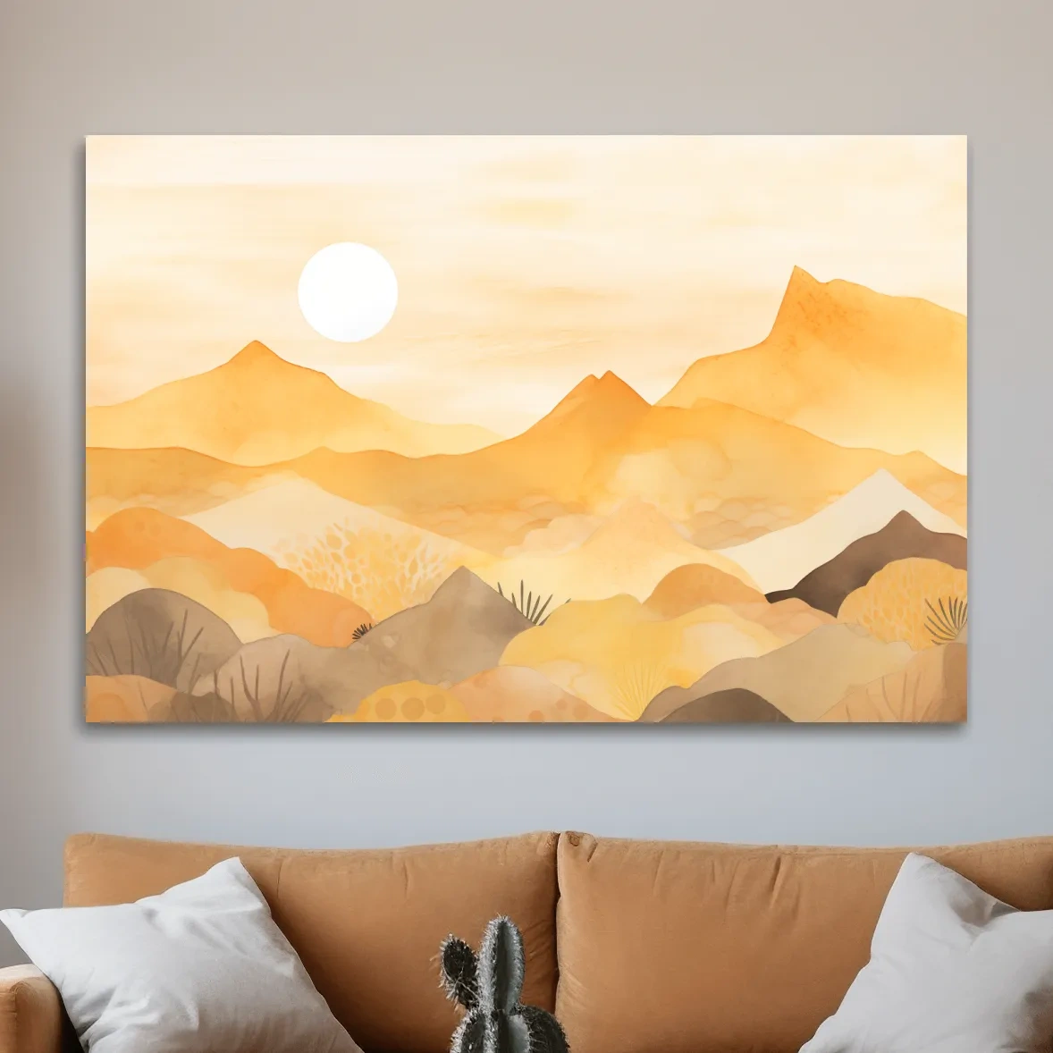 Watercolour painting of expressionism mountain landscapes