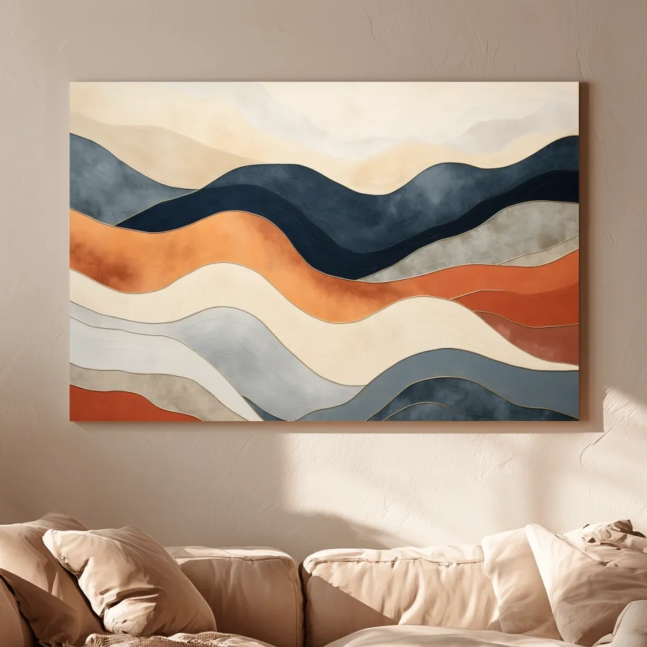 Abstract Wavy Mountain Layers - Mid Century Modern Landscape Wall Art