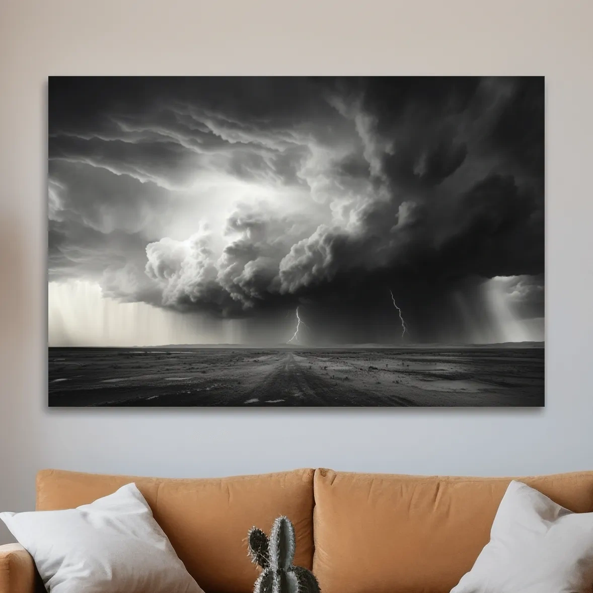 High contrast black and white photo of a lightning storm