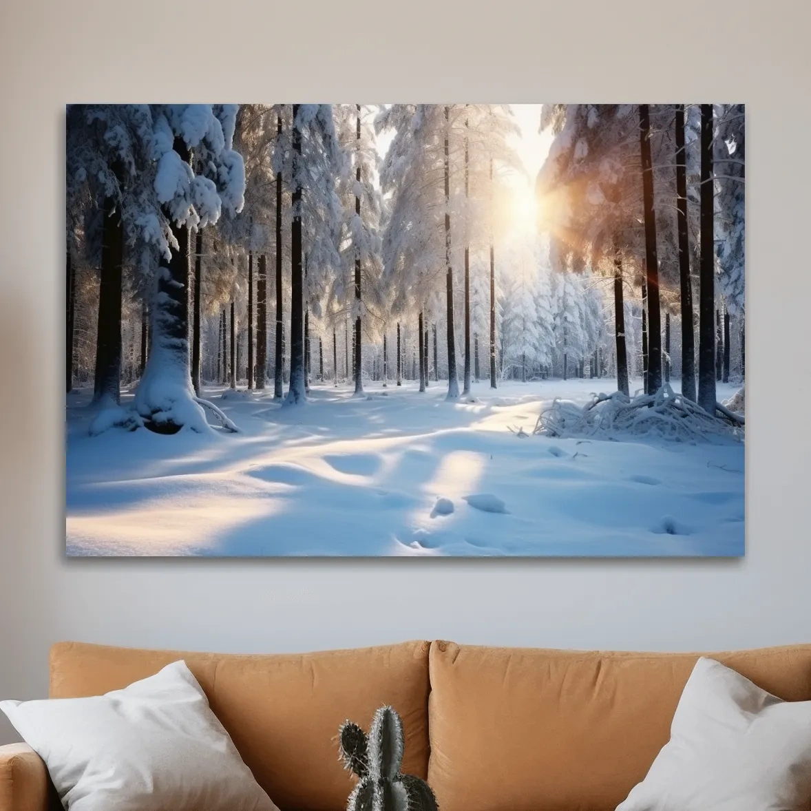 Sunny snowy forest floor, photographic art