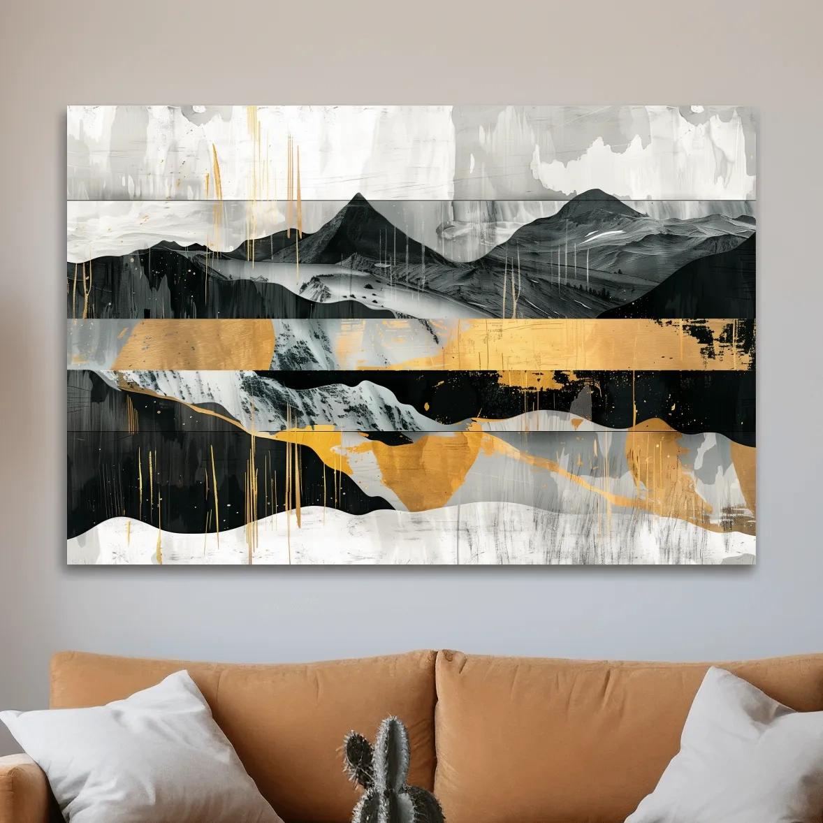 Modern abstract mountain art painting, large format wall art