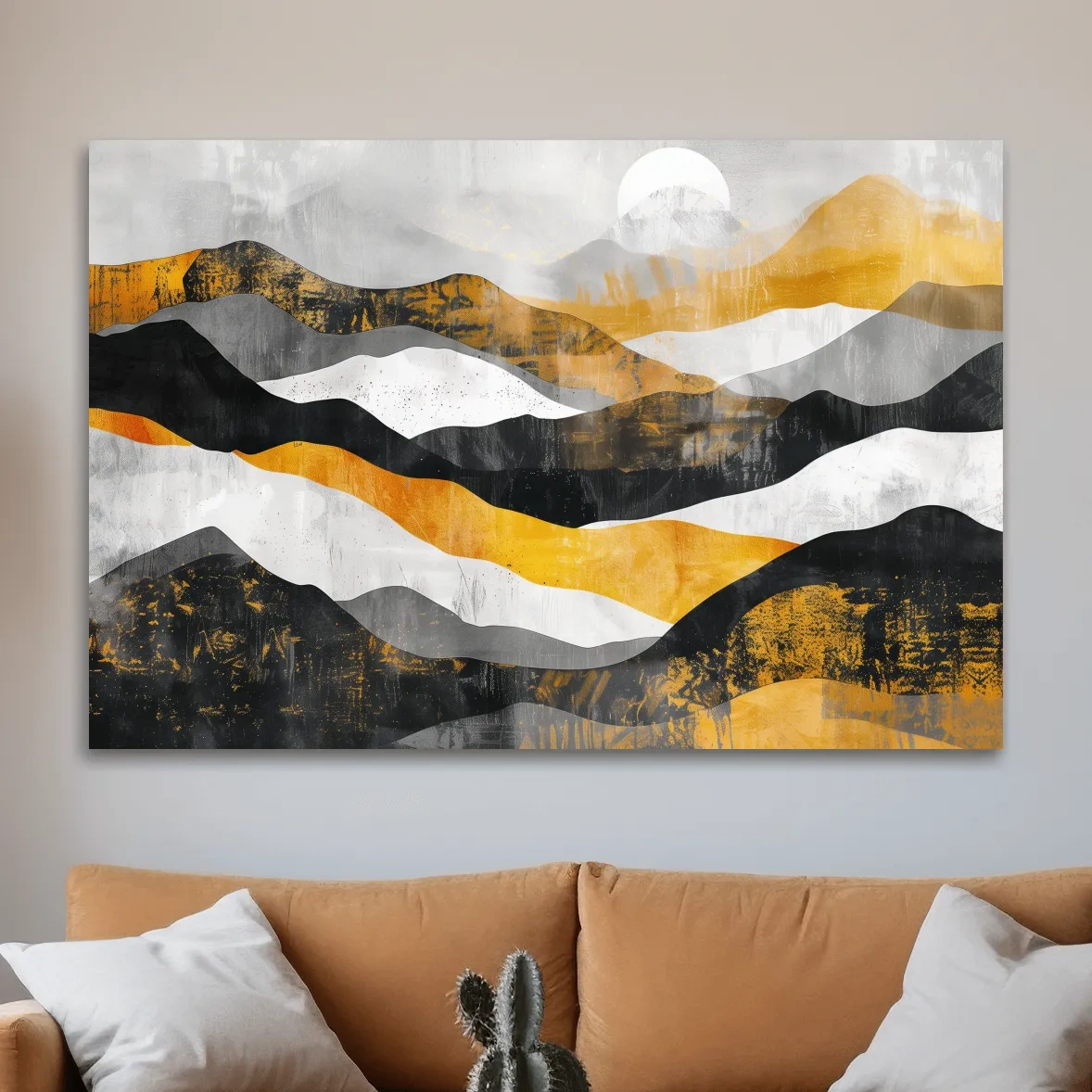 Textured elegant mountain artwork, large format abstract wall art