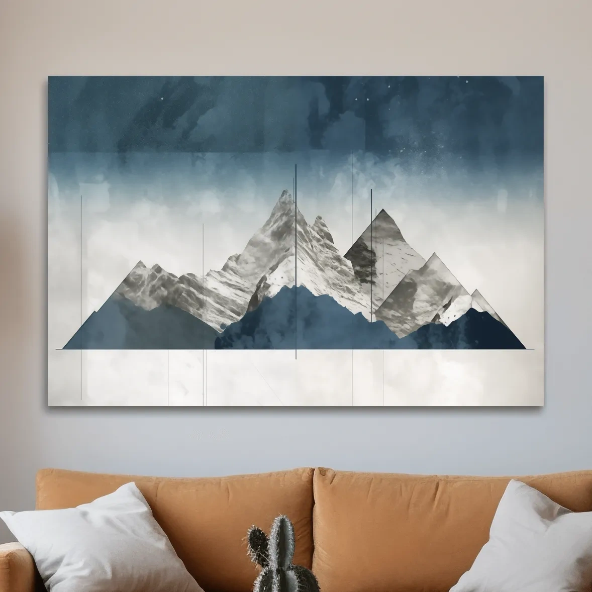 Simple abstract mountain painting