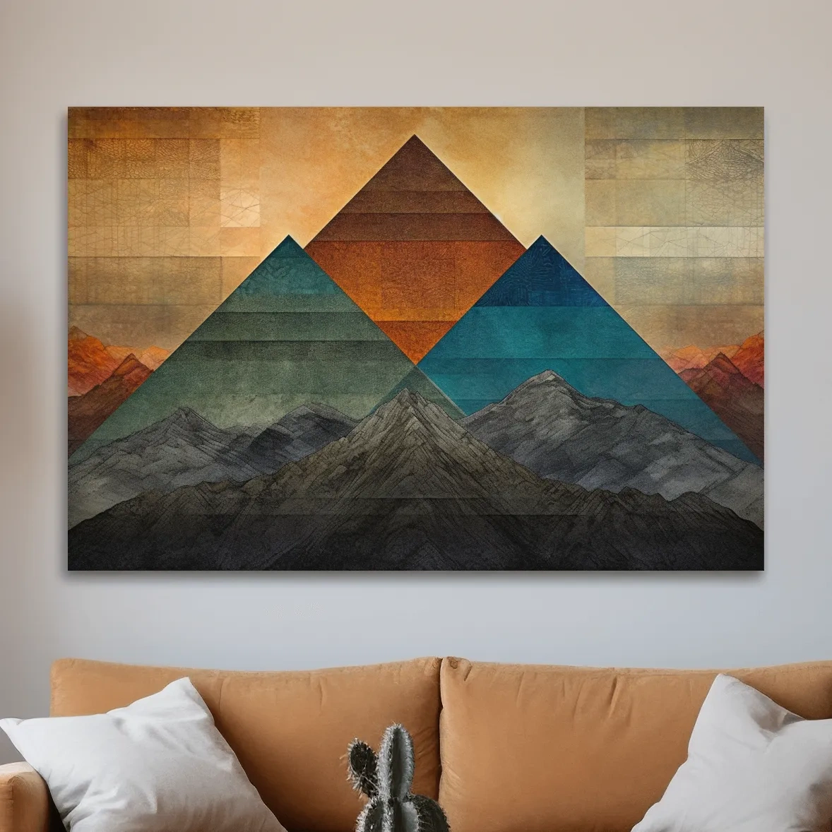 Abstract mountain art, triangular mountain shapes