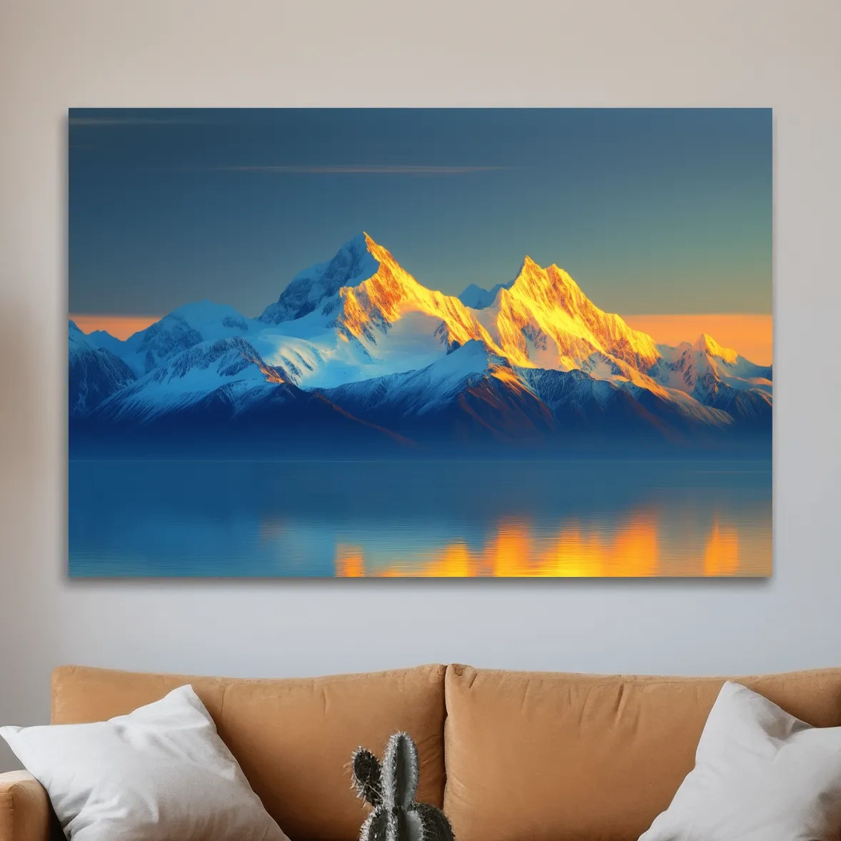 Photographic art, sunset golden hour over an arctic glacier