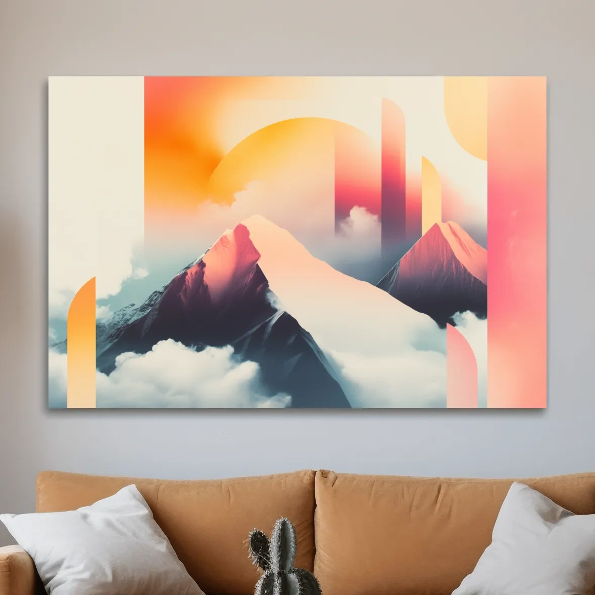 Abstract retro style mountain ski poster artwork