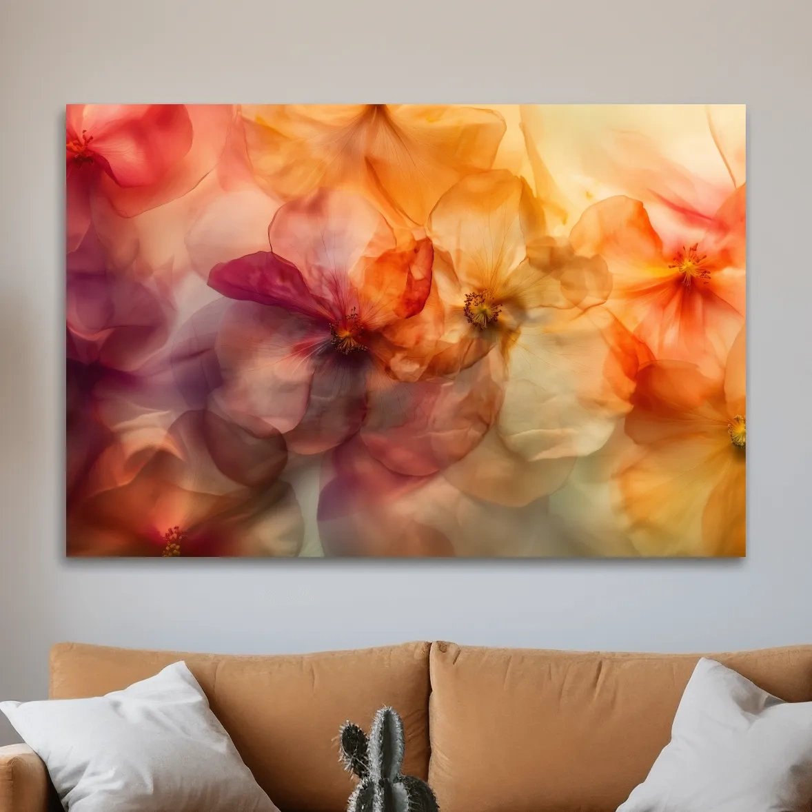 Oshibana style pressed flowers wall art print