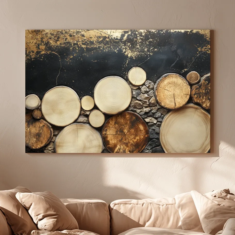 Rustic Wood & Stone Texture - Modern Farmhouse Wall Art