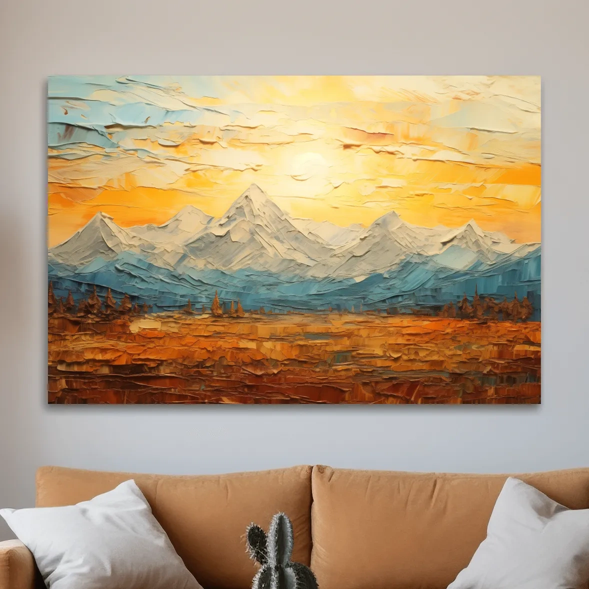 Abstract Glacier Sunrise Landscape - Impasto Style Wall Art