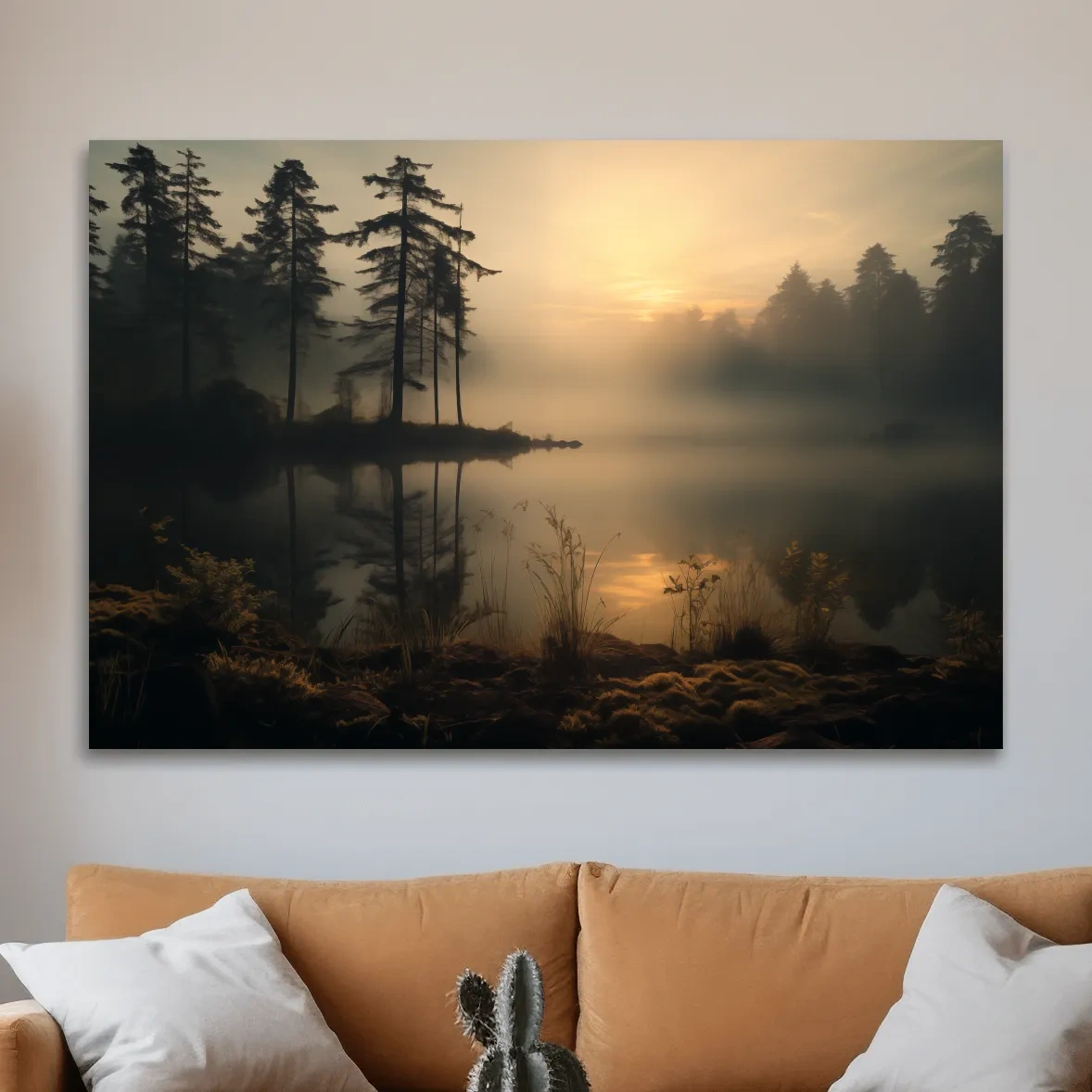 Nature Photography Wall Art - Misty Lake Sunrise & Forest
